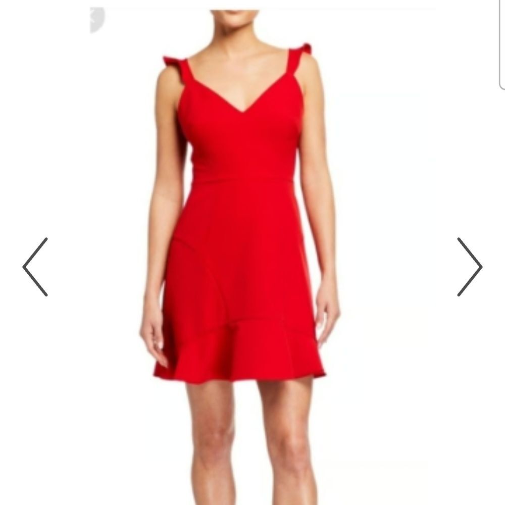 Aidan Mattox Red Crepe Flutter Sleeve Women's Dress Size 10